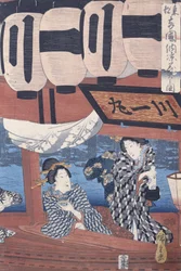 Genießen des Feuerwerks und der Abendkühle an der Ryogoku-Brücke in der östlichen Hauptstadt